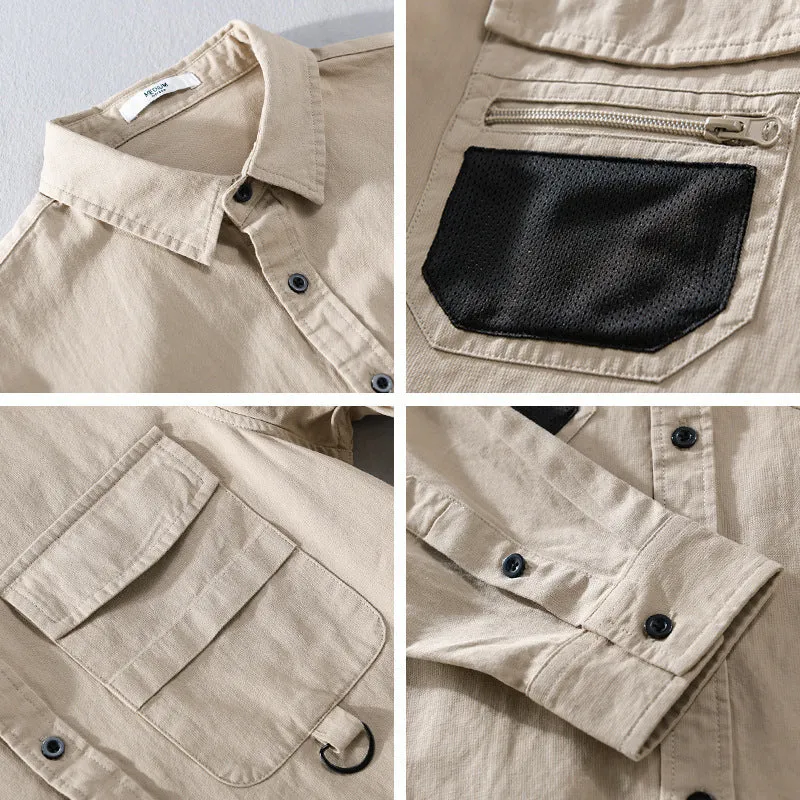 Herren Utility-Overshirt aus Baumwollmix mit Mehrfachtaschen und D-Ring Drune
