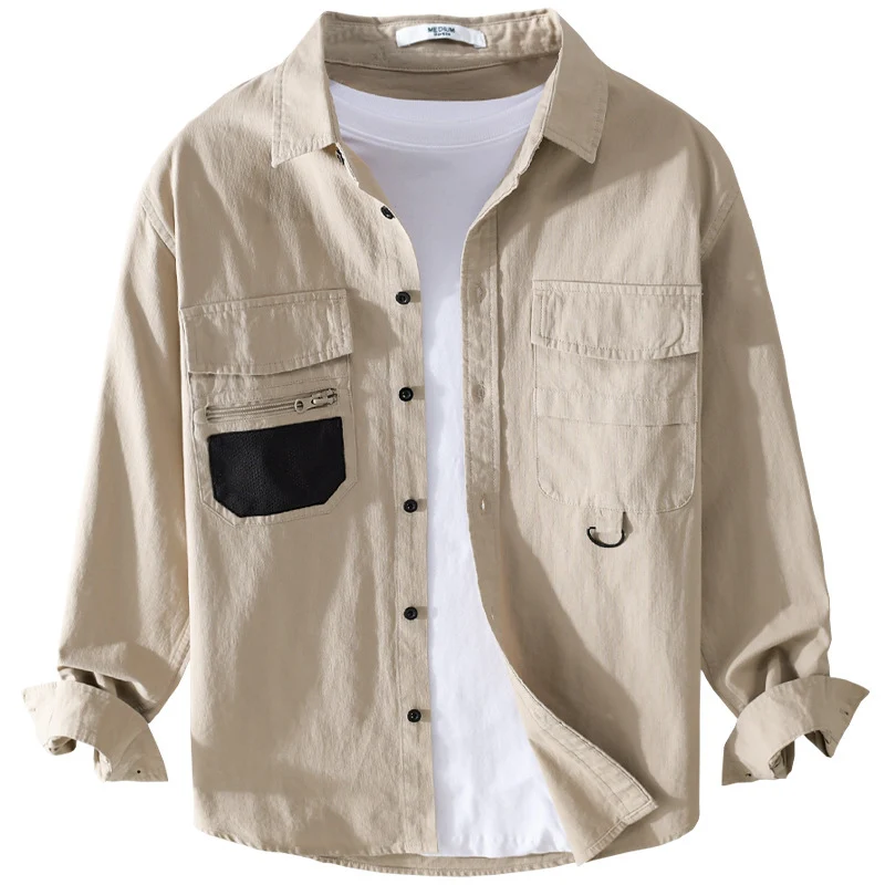 Herren Utility-Overshirt aus Baumwollmix mit Mehrfachtaschen und D-Ring Drune