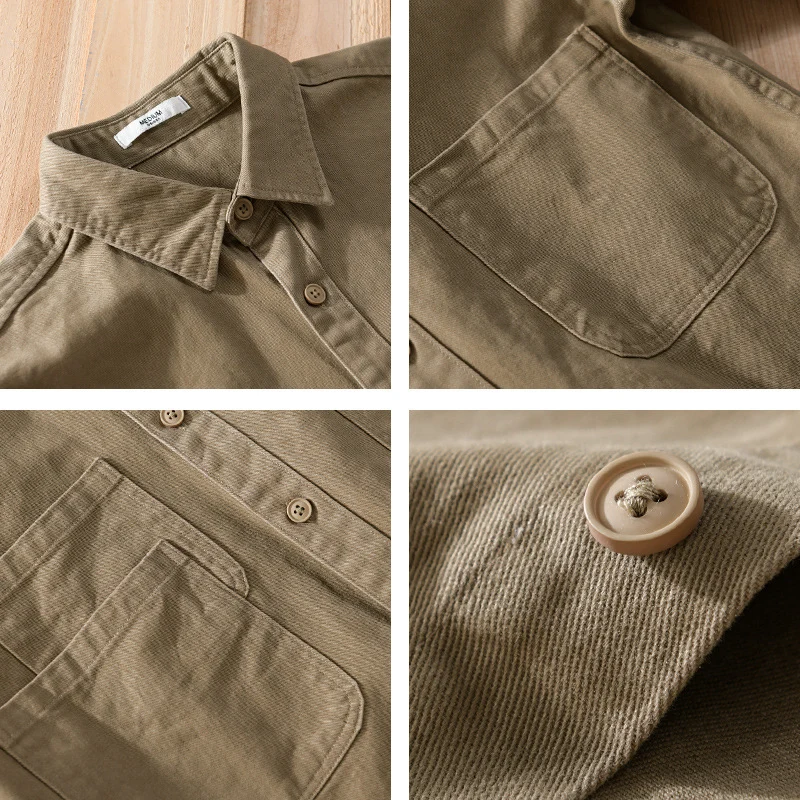 Herren Utility-Overshirt aus Baumwoll-Twill mit doppelten Brusttaschen und legerem Schnitt Drune