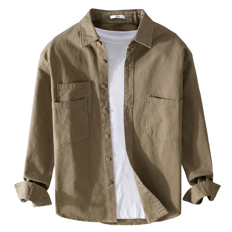 Herren Utility-Overshirt aus Baumwoll-Twill mit doppelten Brusttaschen und legerem Schnitt Drune