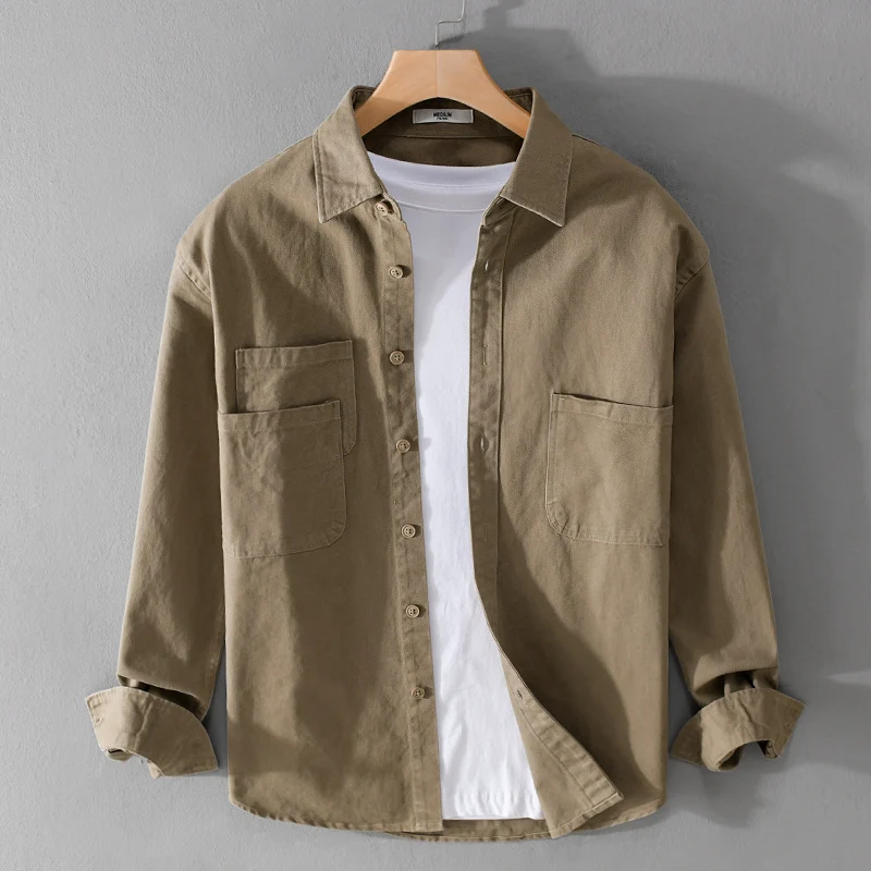 Herren Utility-Overshirt aus Baumwoll-Twill mit doppelten Brusttaschen und legerem Schnitt Drune