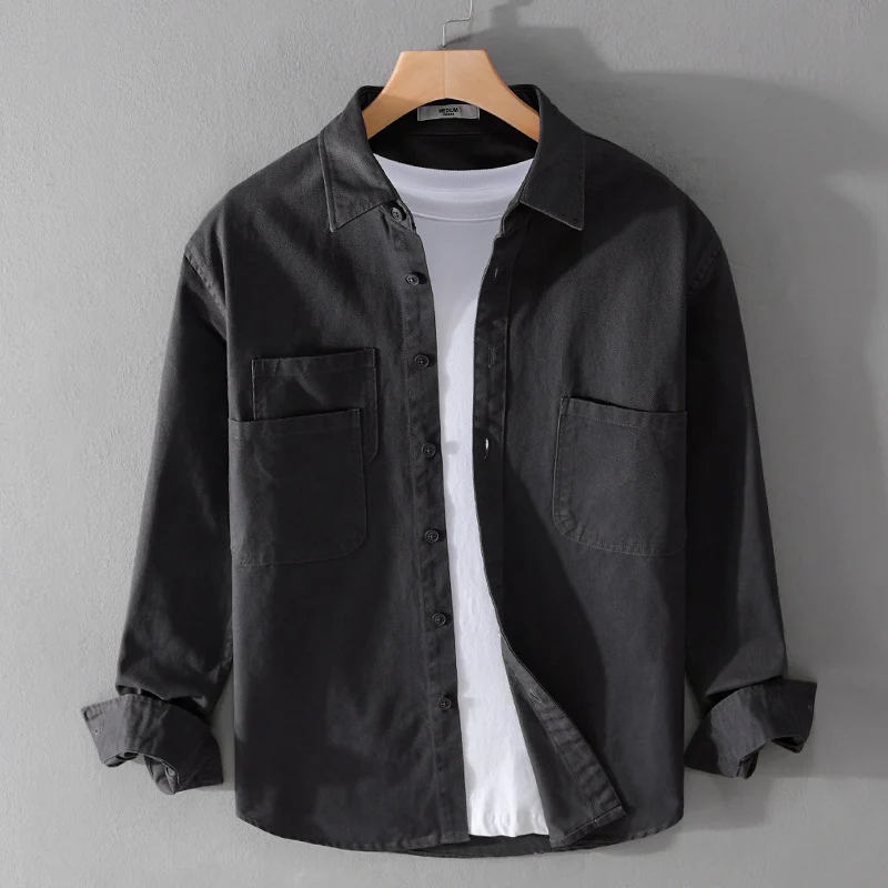 Herren Utility-Overshirt aus Baumwoll-Twill mit doppelten Brusttaschen und legerem Schnitt Drune
