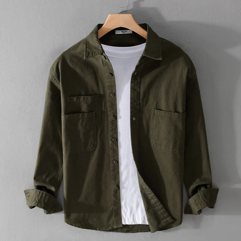 Herren Utility-Overshirt aus Baumwoll-Twill mit doppelten Brusttaschen und legerem Schnitt Drune