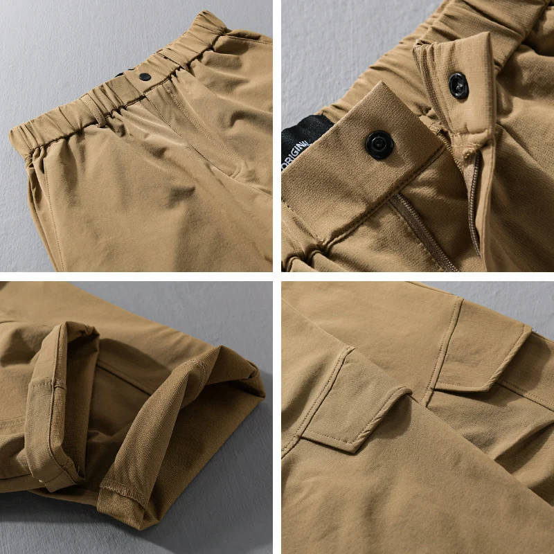 Herren Utility-Cargo-Hose mit elastischem Bund, Knieabnähern und Klappentaschen Drune
