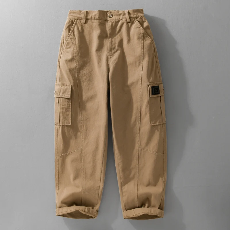 Herren Utility-Cargo-Hose aus Baumwoll-Twill mit aufgesetzten Beintaschen und relaxed Tapered Fit Drune