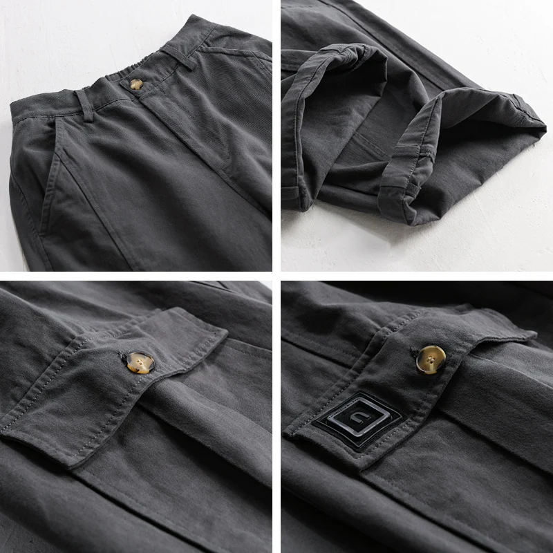Herren Utility-Cargo-Hose aus Baumwoll-Twill mit aufgesetzten Beintaschen und relaxed Tapered Fit Drune