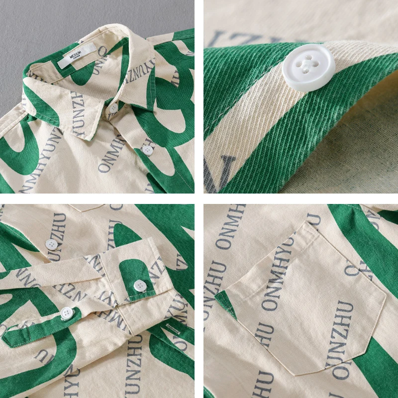 Herren Typografisches Overshirt-Hemd aus Baumwoll-Twill im Relaxed-Fit mit Brusttasche Drune
