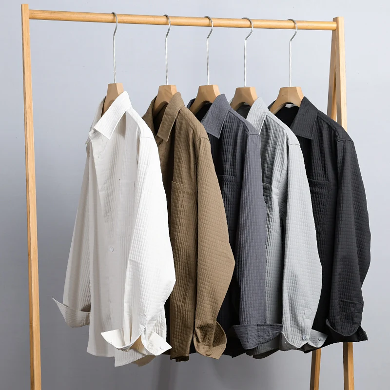 Herren Texturiertes Waffelstruktur-Overshirt mit Brusttasche und legerer Passform Drune