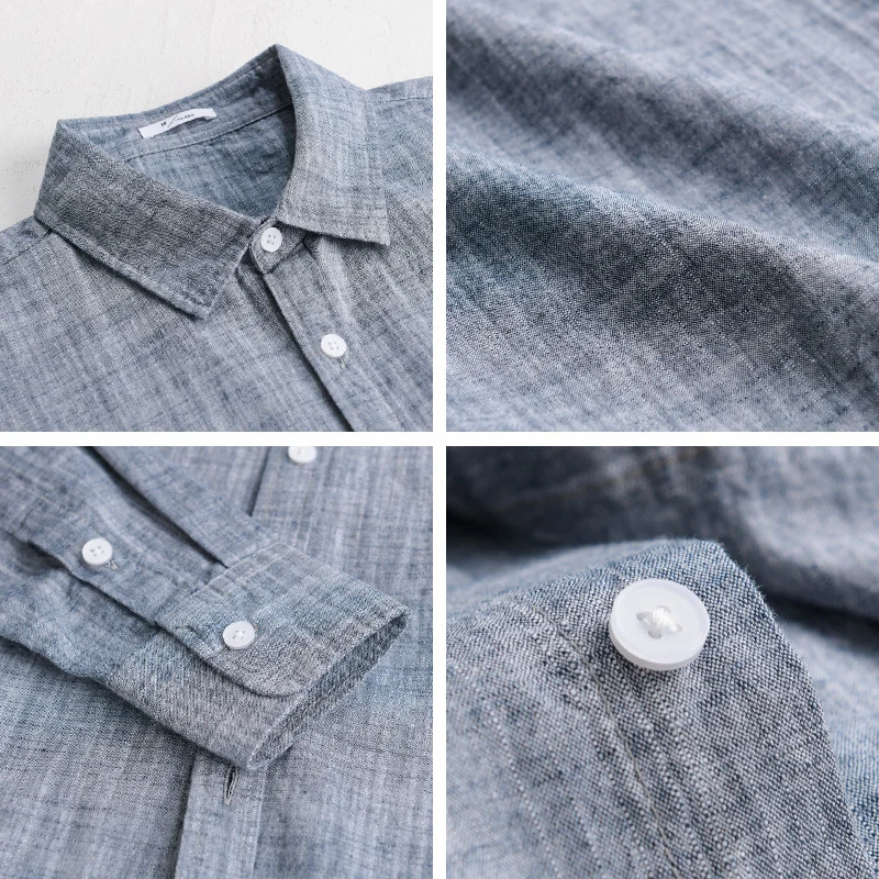 Herren Texturiertes Leinen-Baumwoll-Overshirt im Relaxed-Fit mit Hemdkragen und durchgehender Knopfleiste Drune