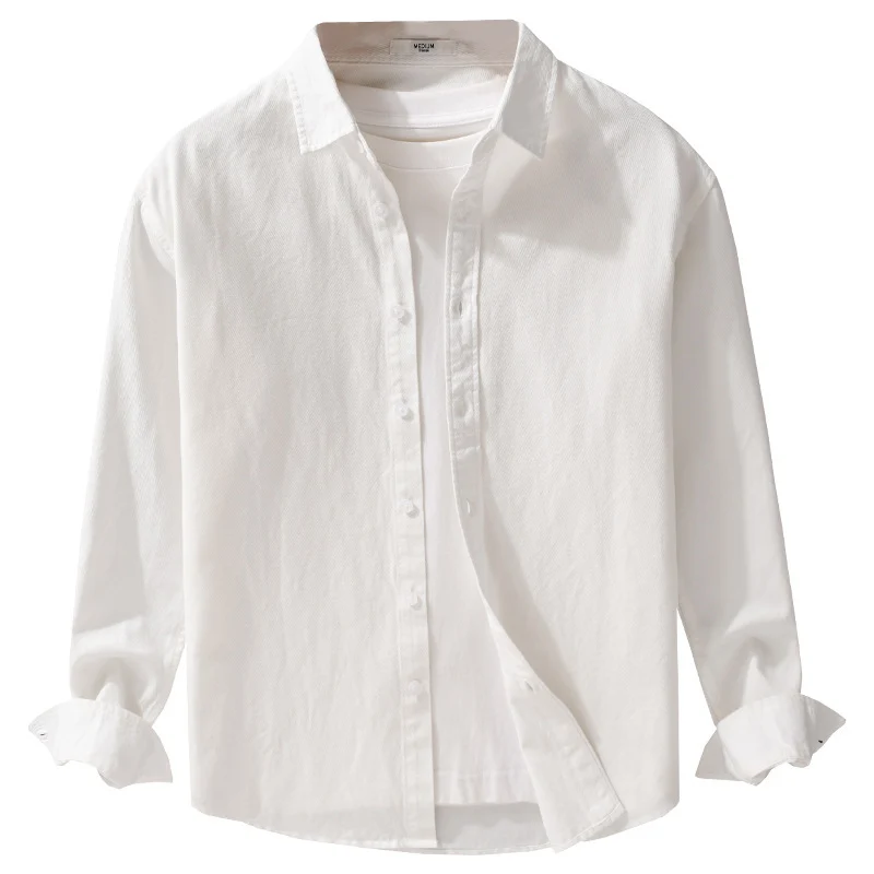 Herren Texturiertes Baumwoll-Hemdjacken-Overshirt im Relaxed-Fit mit Kentkragen Drune