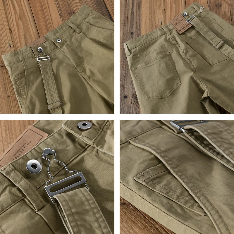 Herren Tapered-Chinohose mit abnehmbarem Gurt, hohem Bund und gekrempeltem Saum Drune