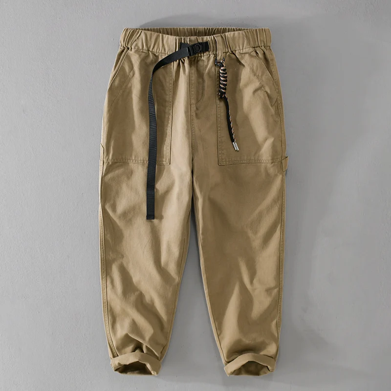 Herren Tapered-Cargohose im Utility-Stil mit gekrempeltem Saum und elastischem Bund Drune