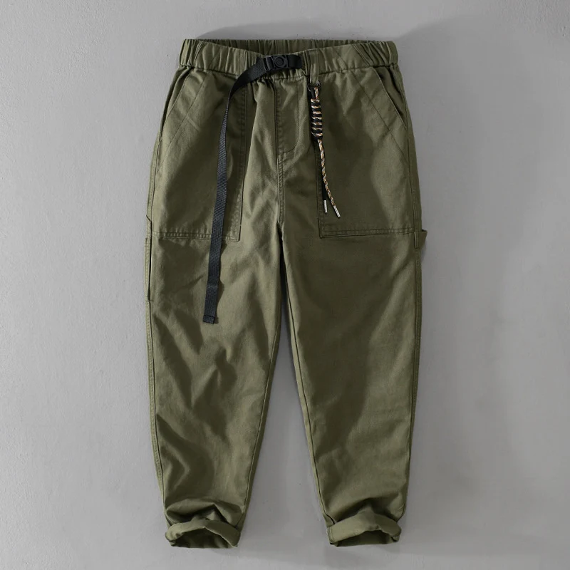 Herren Tapered-Cargohose im Utility-Stil mit gekrempeltem Saum und elastischem Bund Drune