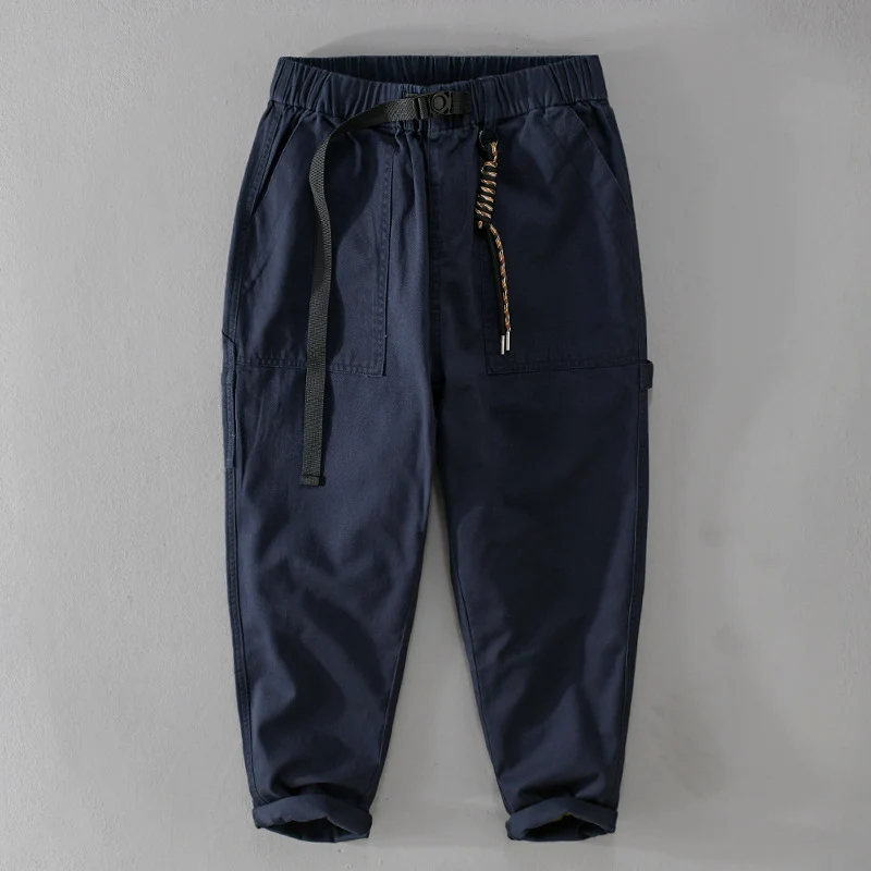 Herren Tapered-Cargohose im Utility-Stil mit gekrempeltem Saum und elastischem Bund Drune