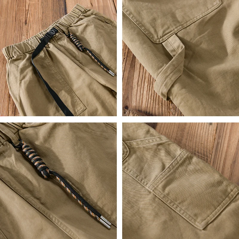 Herren Tapered-Cargohose im Utility-Stil mit gekrempeltem Saum und elastischem Bund Drune