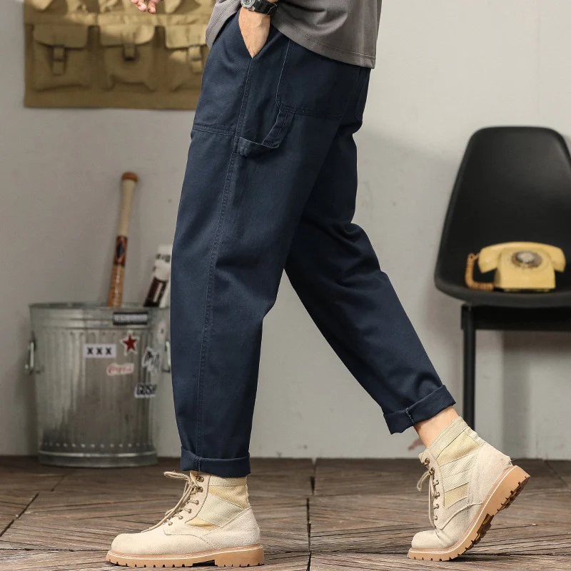 Herren Tapered-Cargohose im Utility-Stil mit gekrempeltem Saum und elastischem Bund Drune