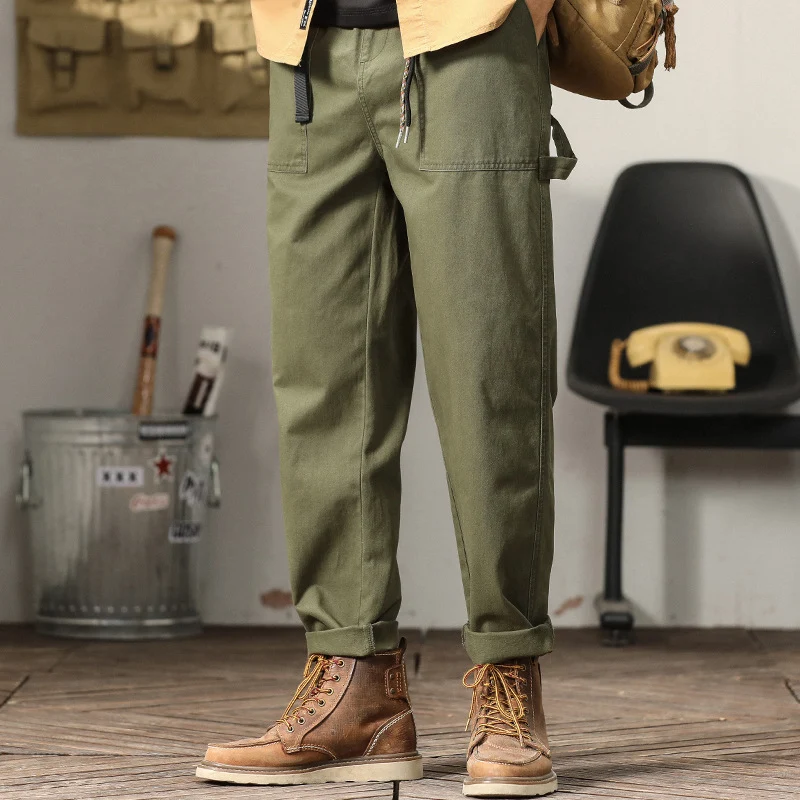 Herren Tapered-Cargohose im Utility-Stil mit gekrempeltem Saum und elastischem Bund Drune