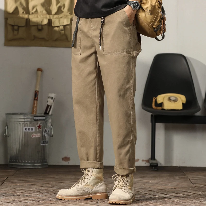 Herren Tapered-Cargohose im Utility-Stil mit gekrempeltem Saum und elastischem Bund Drune