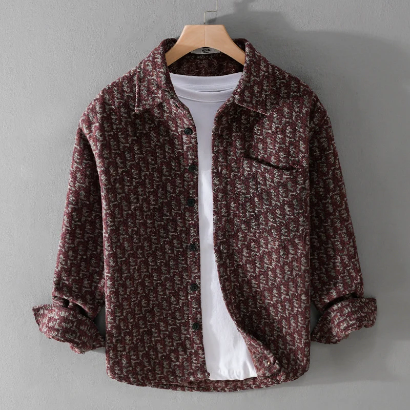 Herren Strukturiertes Jacquard-Overshirt mit Brusttasche und Relaxed Fit Drune