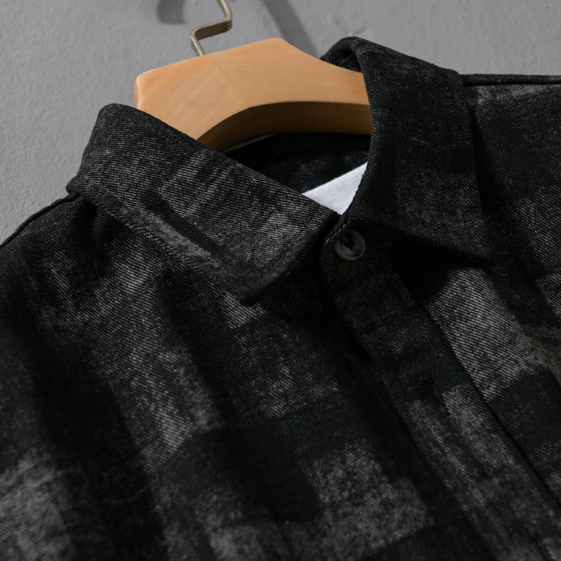 Herren Strukturiertes Hemdjacke-Overshirt aus Baumwollmischung mit geometrischem Print Drune