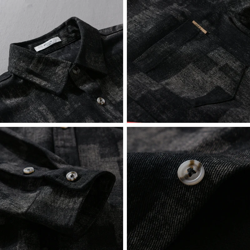 Herren Strukturiertes Hemdjacke-Overshirt aus Baumwollmischung mit geometrischem Print Drune