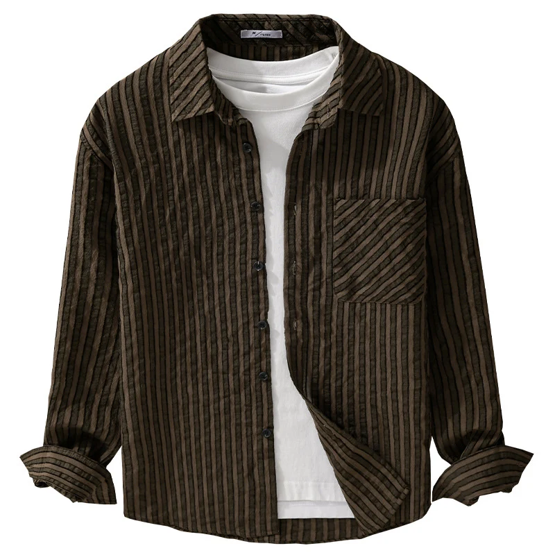Herren Strukturierter Cord-Overshirt im Relaxed-Fit mit aufgesetzter Brusttasche Drune