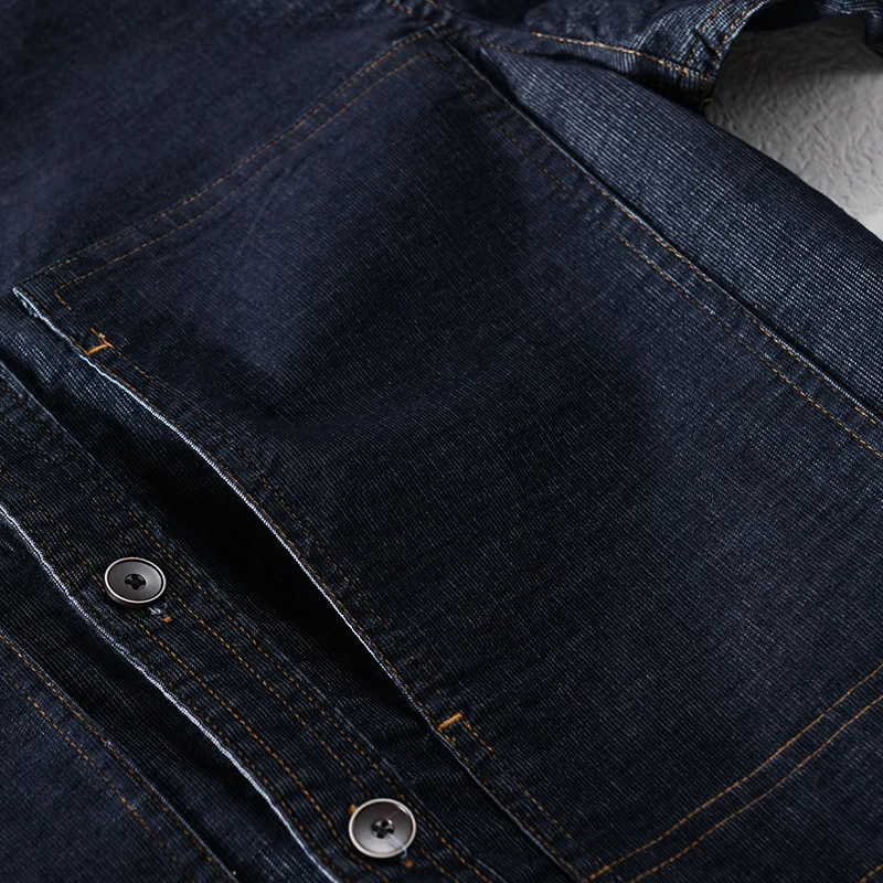 Herren Strukturierte Denim-Twill-Überhemdjacke mit großen aufgesetzten Taschen Drune