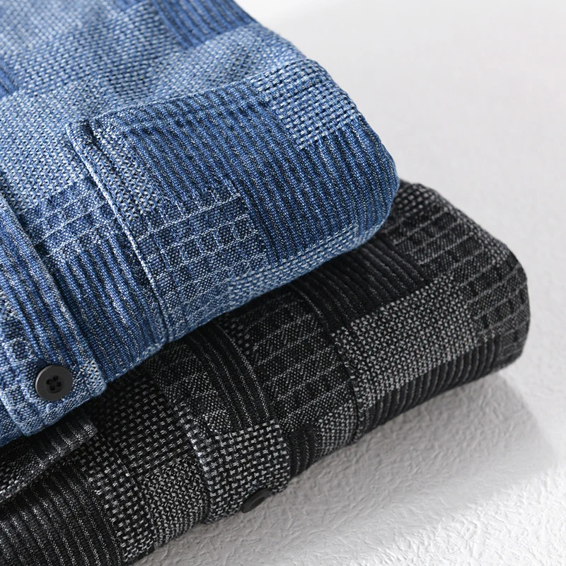 Herren Strukturierte Cord-Überhemdjacke im Patchworkmuster mit Kentkragen Drune