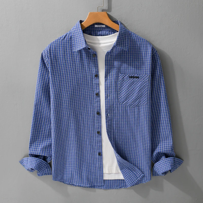 Herren Karo-Layering-Hemd im Overshirt-Stil aus weichem Baumwollpopeline Drune