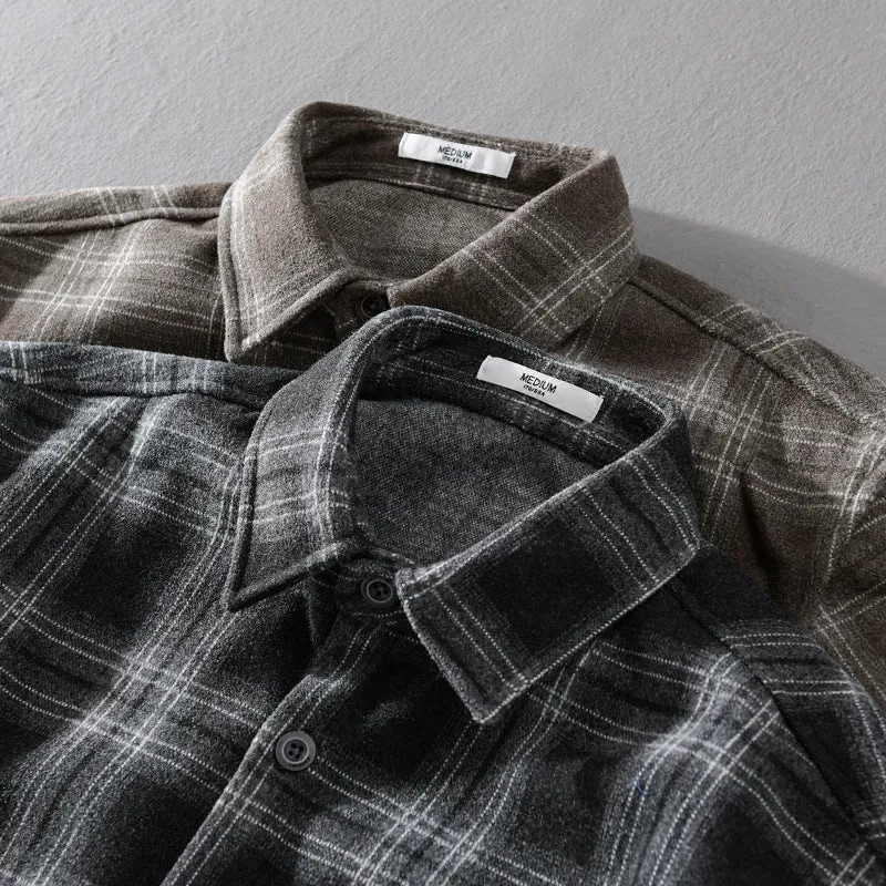 Herren Karo-Flanell-Overshirt mit Brusttasche und Relaxed-Fit Drune