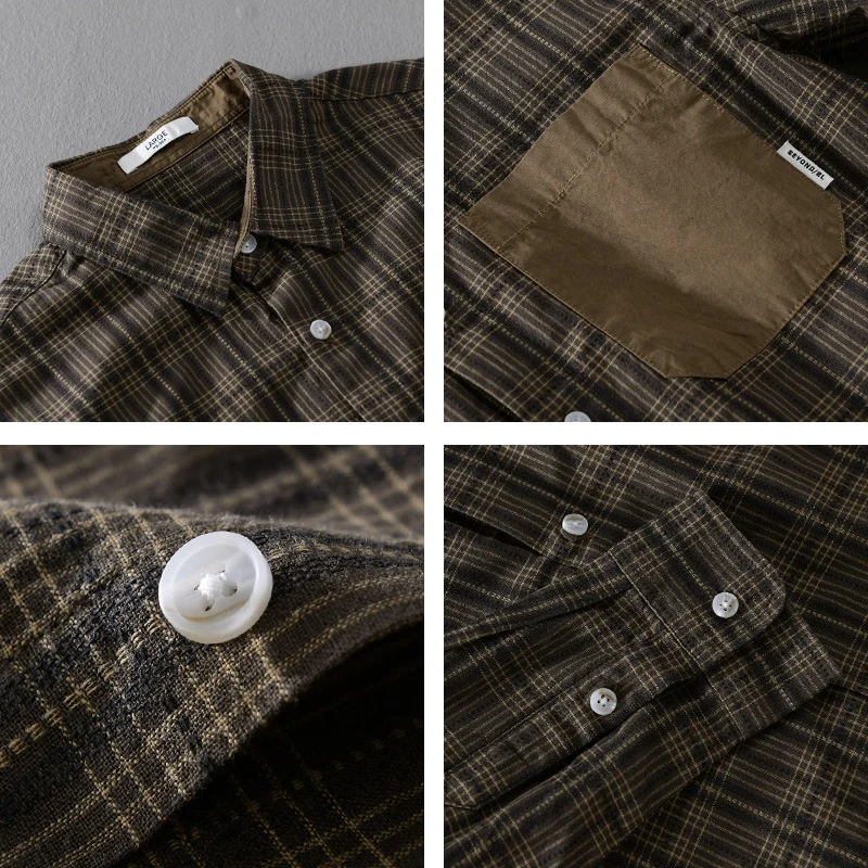 Herren Kariertes Overshirt im Relaxed-Fit mit kontrastreicher Brusttasche Drune