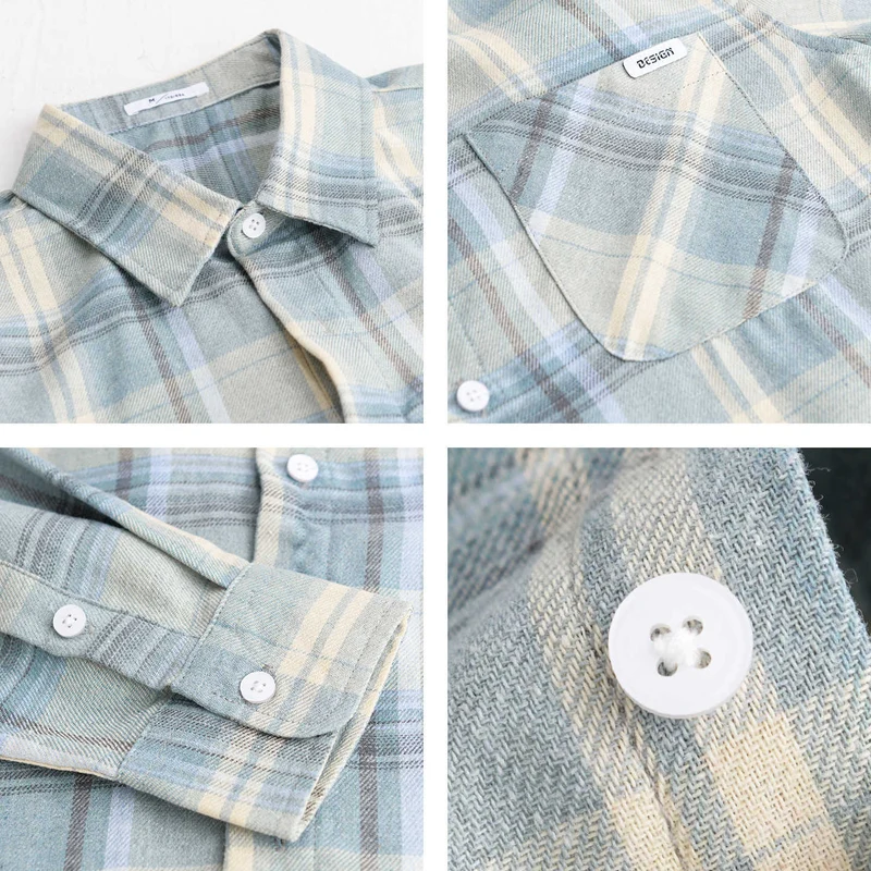 Herren Kariertes Leichtes Flanell-Overshirt mit Brusttasche und Relaxed-Fit Drune