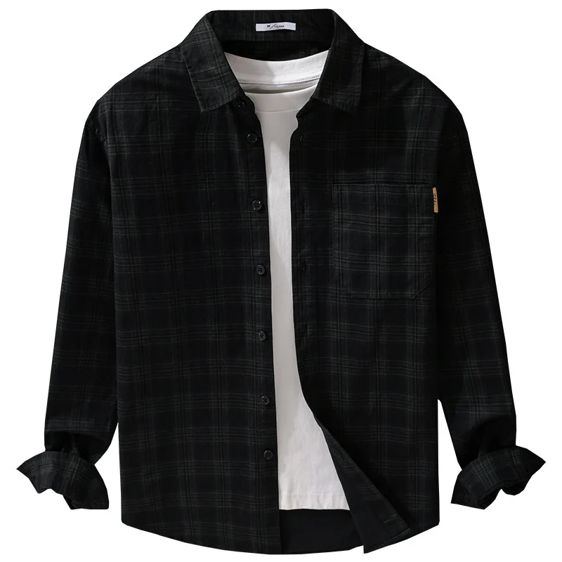 Herren Kariertes Hemdjacken-Overshirt aus leichtem Twill mit Brusttasche Drune