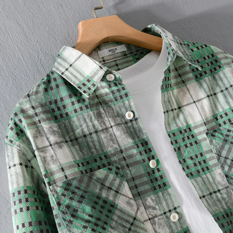 Herren kariertes Flanellhemd mit aufgesetzten Brusttaschen und relaxed Fit Drune