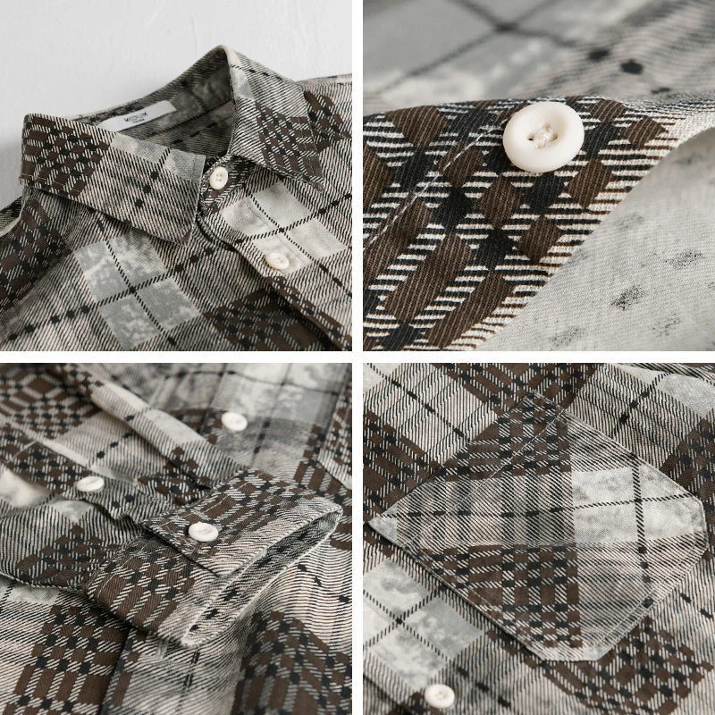 Herren kariertes Flanellhemd mit aufgesetzten Brusttaschen und relaxed Fit Drune
