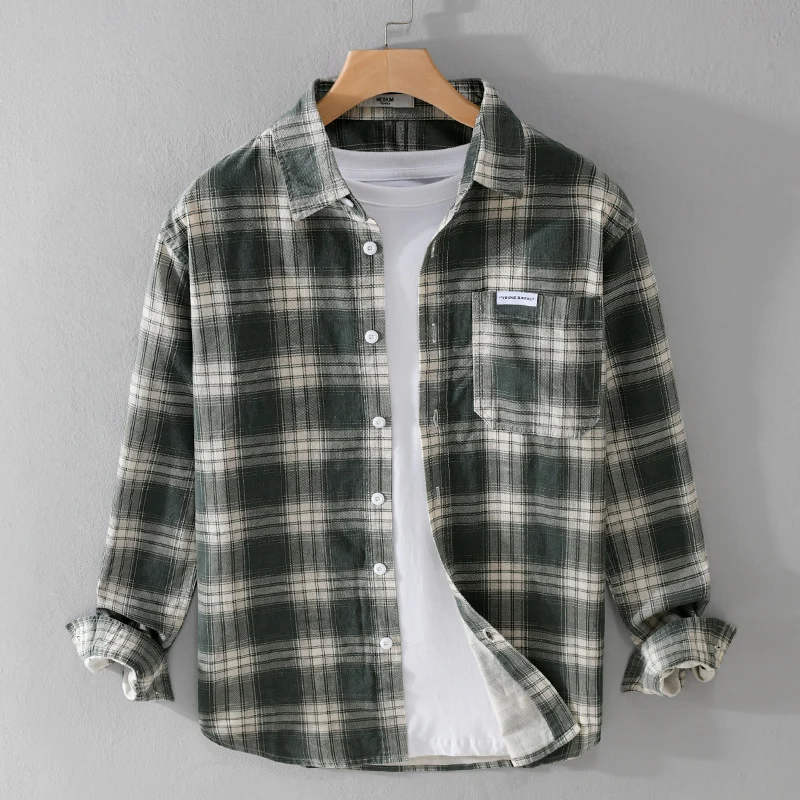 Herren Kariertes Flanellhemd im Overshirt‑Stil mit Brusttasche und Relaxed‑Fit Drune