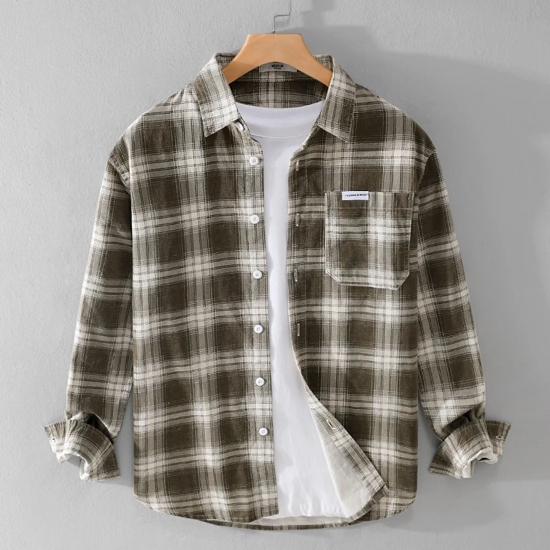 Herren Kariertes Flanellhemd im Overshirt‑Stil mit Brusttasche und Relaxed‑Fit Drune