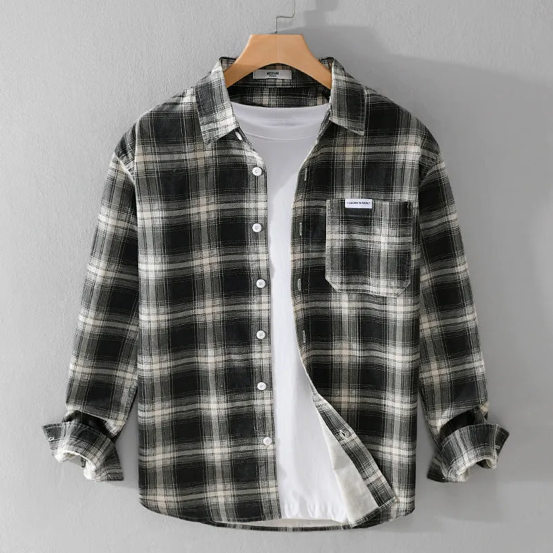 Herren Kariertes Flanellhemd im Overshirt‑Stil mit Brusttasche und Relaxed‑Fit Drune