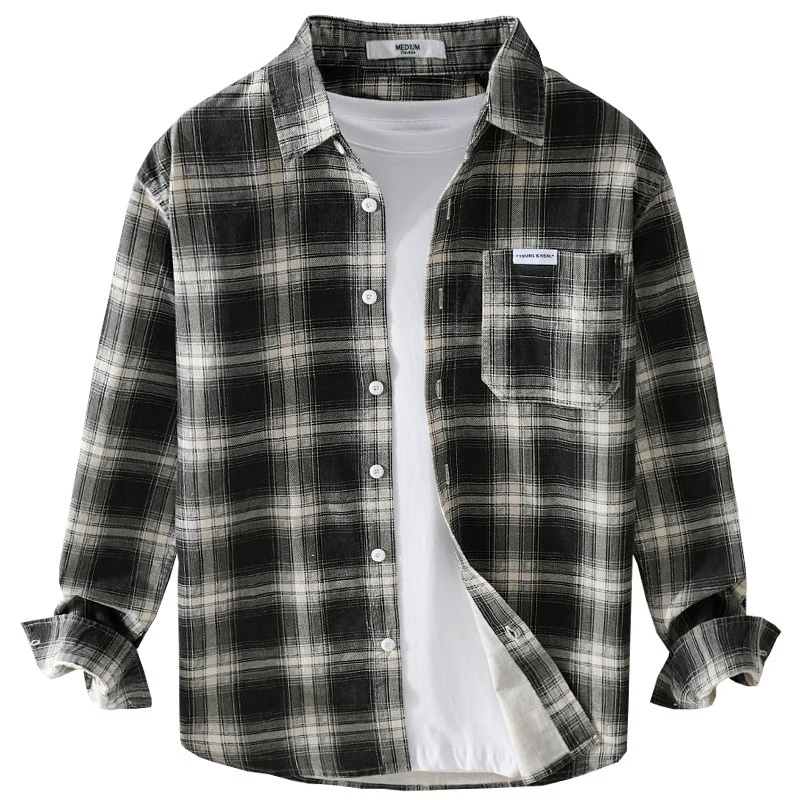 Herren Kariertes Flanellhemd im Overshirt‑Stil mit Brusttasche und Relaxed‑Fit Drune
