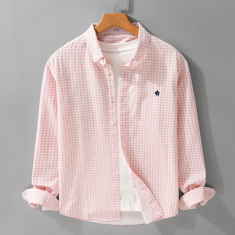 Herren Kariertes Baumwollhemd mit Button-Down-Kragen und relaxed Fit Drune