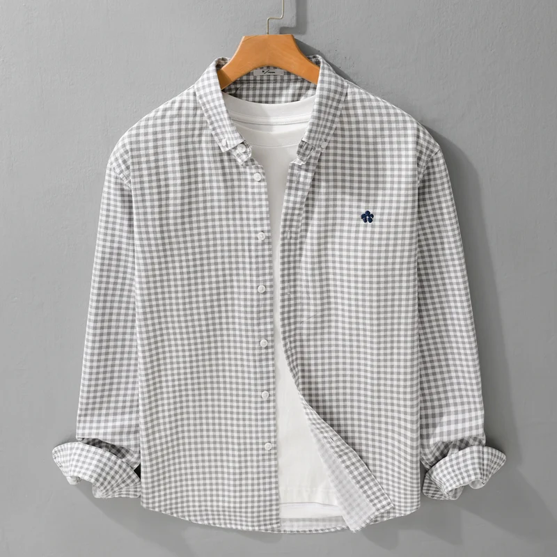 Herren Kariertes Baumwollhemd mit Button-Down-Kragen und relaxed Fit Drune