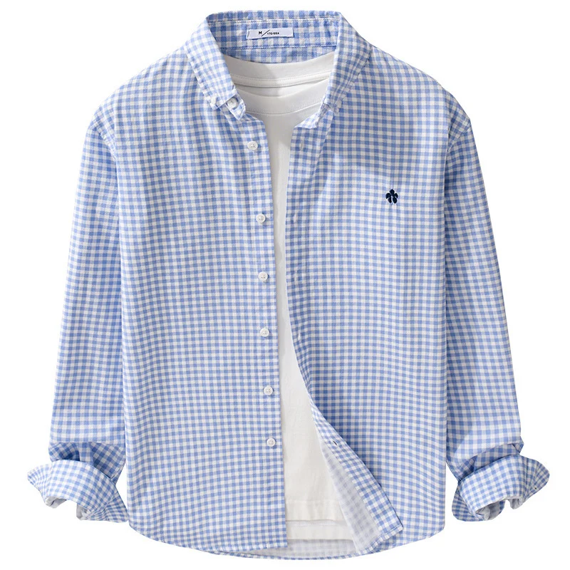 Herren Kariertes Baumwollhemd mit Button-Down-Kragen und relaxed Fit Drune