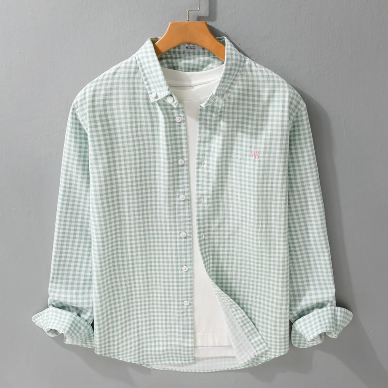 Herren Kariertes Baumwollhemd mit Button-Down-Kragen und relaxed Fit Drune