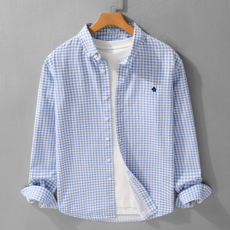 Herren Kariertes Baumwollhemd mit Button-Down-Kragen und relaxed Fit Drune