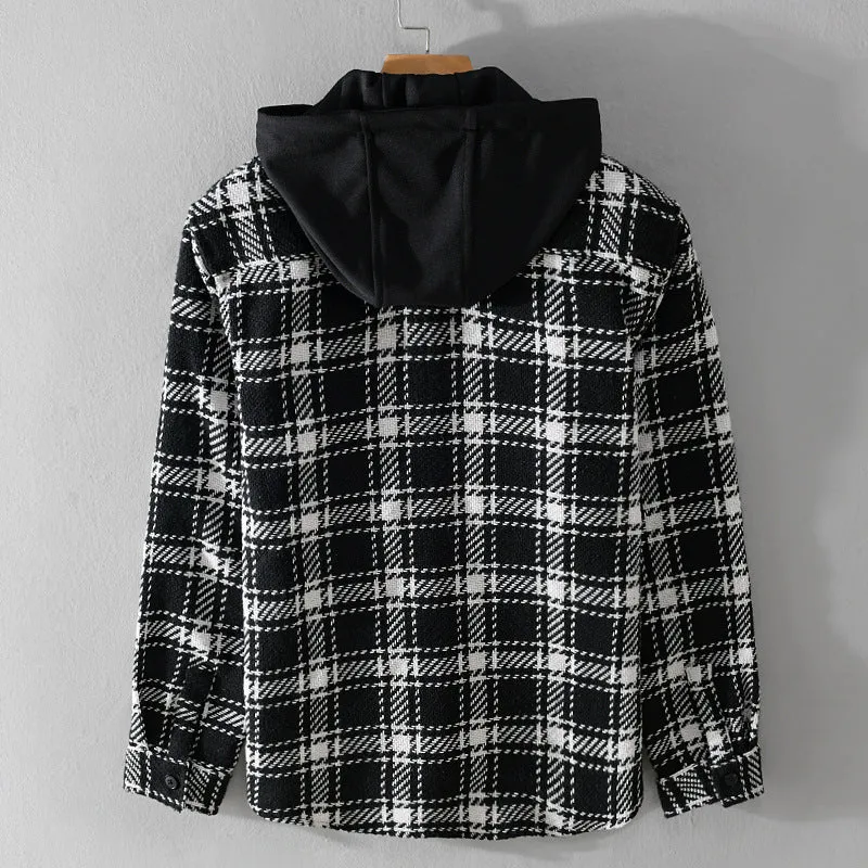 Herren Karierter Overshirt mit gesteppter Kapuze und Thermofutter Drune