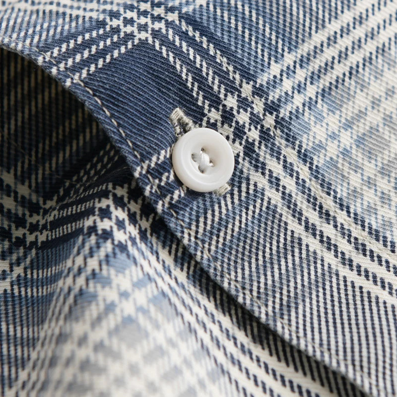 Herren Karierter Baumwoll-Überhemd im Casual-Layering‑Stil mit Pattentaschen Drune