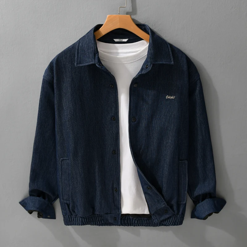 Herren Jeansjacke mit Druckknöpfen und elastischem Saum Drune