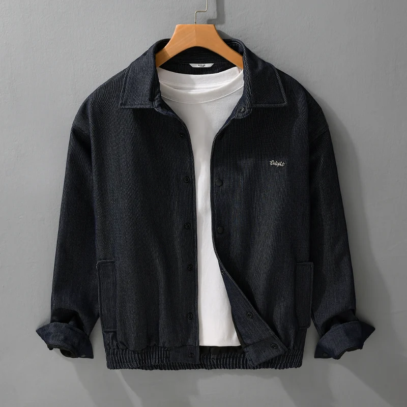 Herren Jeansjacke mit Druckknöpfen und elastischem Saum Drune