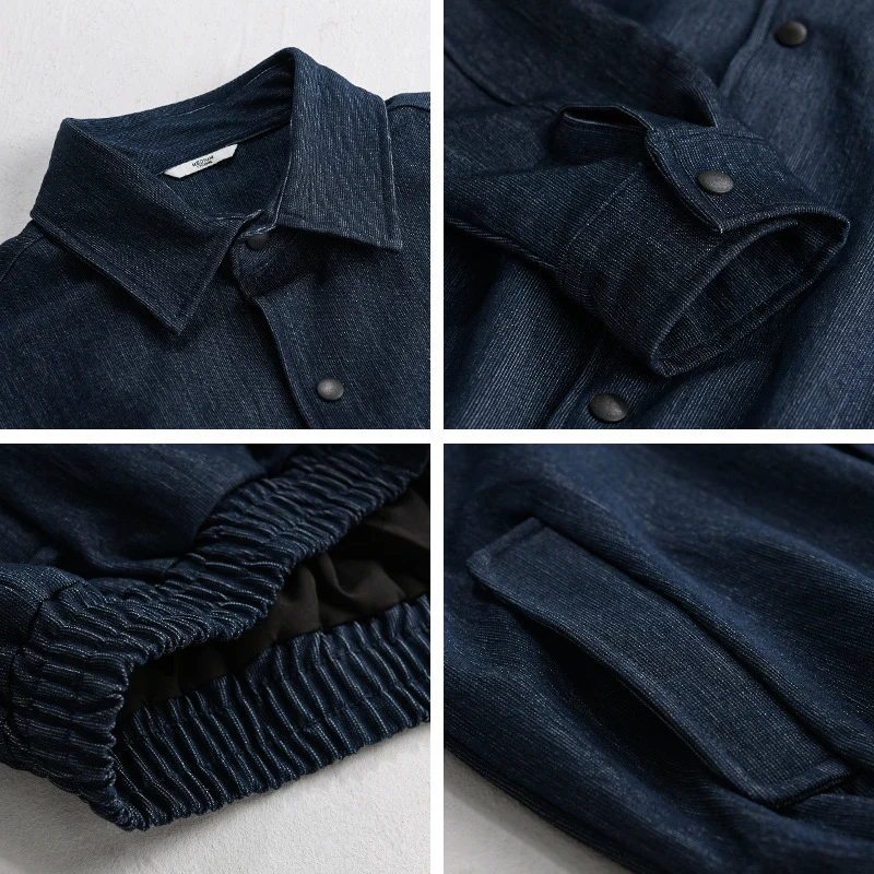 Herren Jeansjacke mit Druckknöpfen und elastischem Saum Drune