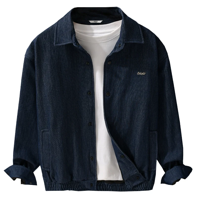 Herren Jeansjacke mit Druckknöpfen und elastischem Saum Drune